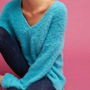 Anthropologie Sleeping On Snow V-Neck Oversized Fuzzy Alpaca Blend Sweater